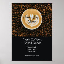 Placa de Faixa de Cafeteria | Poster de Abertura d