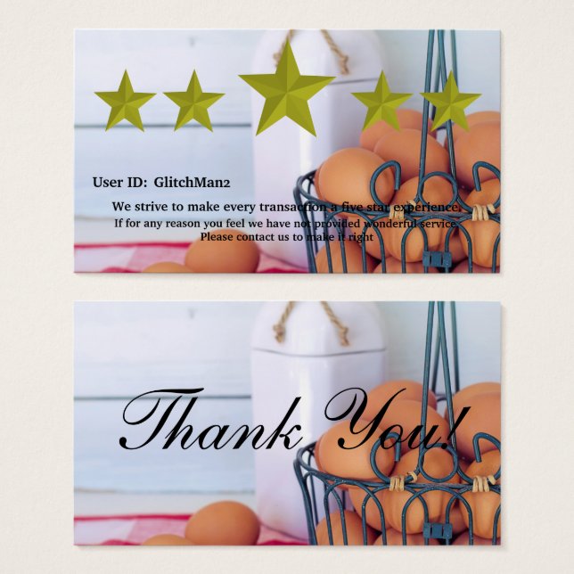 Placa de feedback de classificação de cinco estrel (Frente & Verso)
