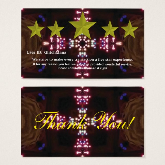 Placa de feedback de classificação de cinco estrel (Frente & Verso)