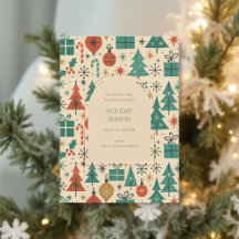 Placa de Férias Moderna do Meio século Vermelho Ve