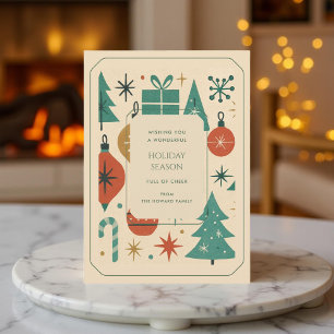 Placa de Férias Moderna do Meio século Vermelho Ve