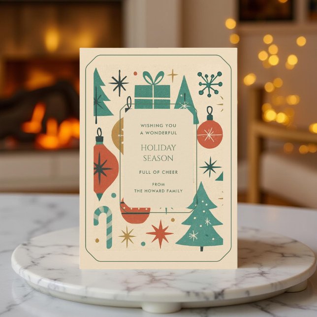 Placa de Férias Moderna do Meio século Vermelho Ve (Criador carregado)