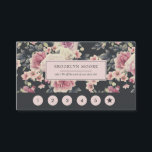 Placa de fidelidade do logotipo Floral Dark Vintag<br><div class="desc">Cartões modernos de fidelidade com peônias antigas contra o fundo de uma cinza de carvão, termos de oferta de fidelidade e seis punchouts. Com espaço para seu endereço e informações de contato no verso. Adicione seu texto personalizado a este design usando as caixas "Editar este modelo design" no lado direito...</div>