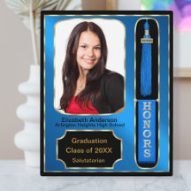 Placa de Foto de Formatura com Honras Azul