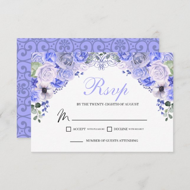 Placa de gabinete RSVP Floral Azul Periwinkle (Frente/Verso)
