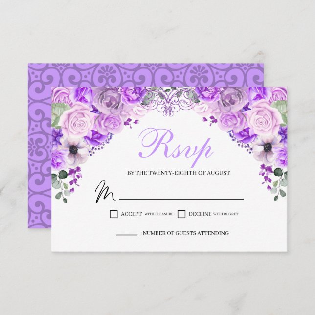 Placa de gabinete RSVP Floral Roxal Elegante Lilac (Frente/Verso)