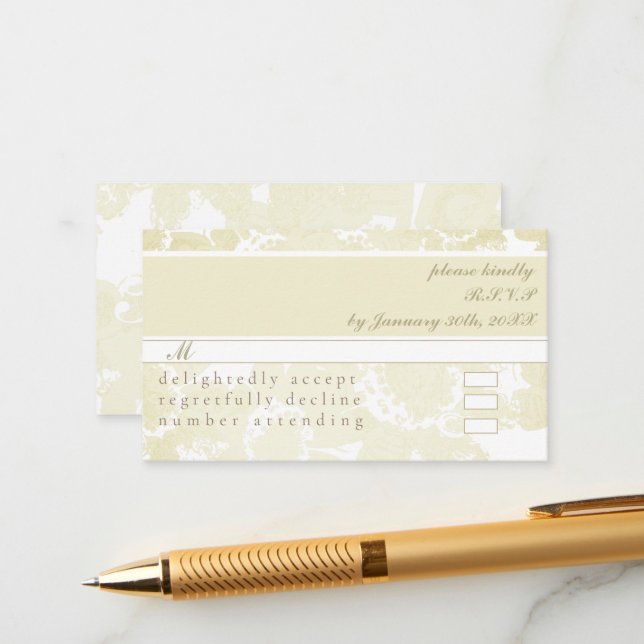 Placa de gabinete RSVP(w/White em convites brancos (Frente/Verso In Situ)