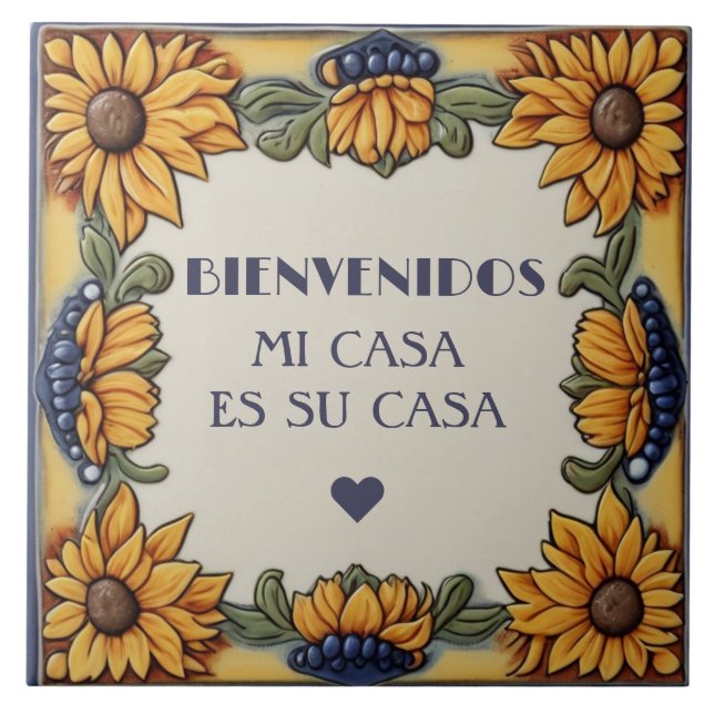Placa de Girassóis Bem-vindos Mi Casa Es Su Casa (Frente)