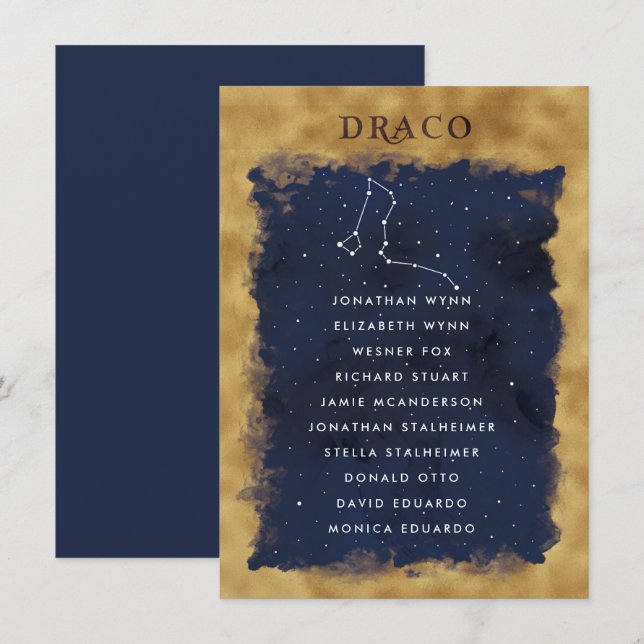 Placa de gráfico de assento celestial de constelaç (Frente/Verso)