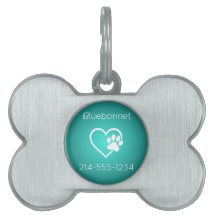 Placa de Identificação de Cachorro em Teal com Nom