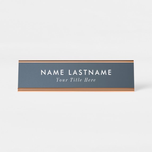 Placa de identificação de mesa moderna com nome e  (Frente)