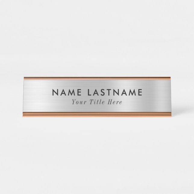 Placa de identificação de mesa moderna com nome e  (Frente)