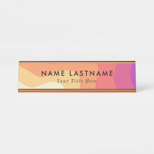 Placa de identificação de mesa moderna com nome e  (Frente)