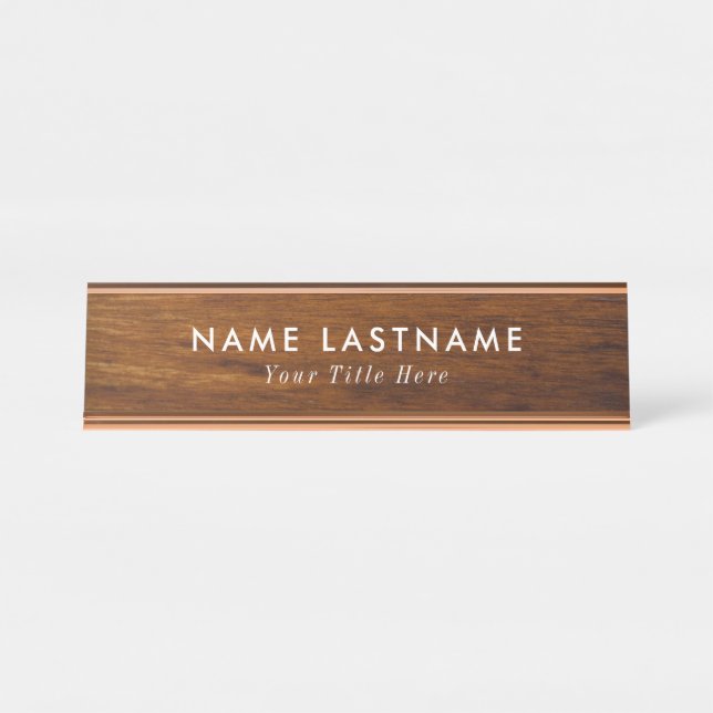 Placa de identificação de mesa moderna com nome e  (Frente)