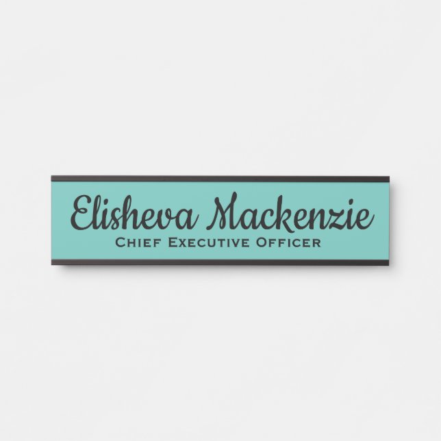 Placa de Identificação de Porta de Escritório Azul (Frente)