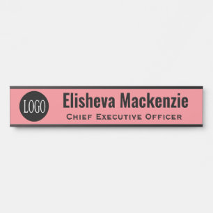 Placa de identificação de porta de escritório rosa