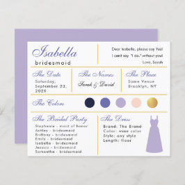 Placa de Informação Bridesmaid Lavanda Roxo Dourad