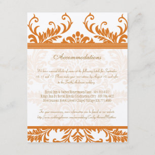 Placa de inserção de Casamento tema damasco laranj