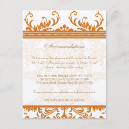 Placa de inserção de Casamento tema damasco laranj