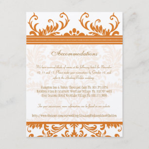 Placa de inserção de Casamento tema damasco laranj