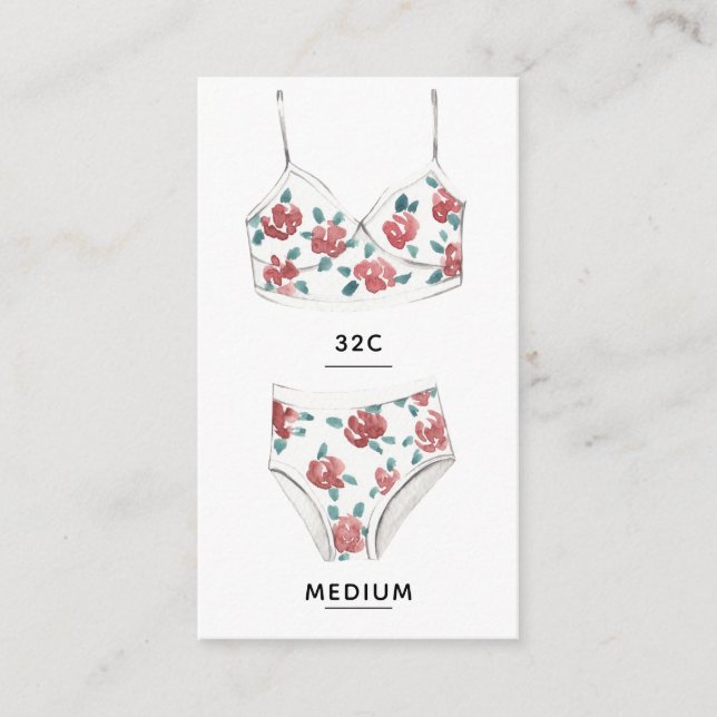 Placa de inserção do tamanho da lingerie (Frente)