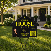 Placa de jardim QR Amarelo Preto Corretor Casa Abe