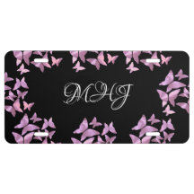 Placa de Licença Borboletas Holográficas Rosa Gelo