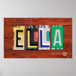 Placa de Licença da ELLA - Sinal de Nome Poster