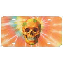 Placa de Licença Psychedelic Skull Tie-Dye Novelty