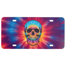 Placa de Licença Tie-Dye Skull Vibrant