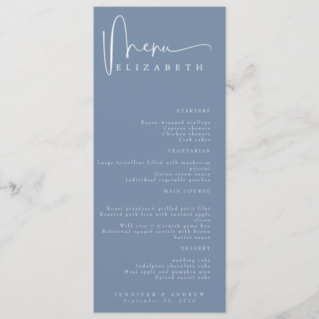 Placa de Local de Nome | Menu | Menus de Casamento (Frente)