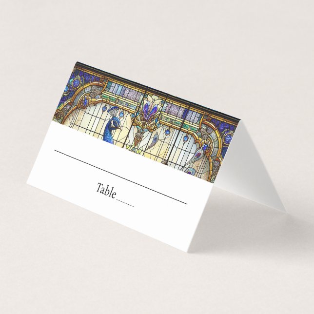 Placa de lugar dobrada de Mesa de pena de peacock (Frente)