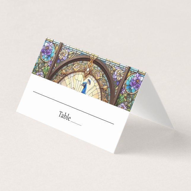 Placa de lugar dobrada de Mesa de pena de peacock (Frente)