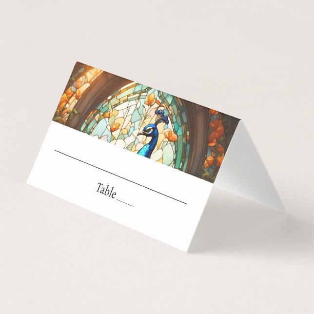 Placa de lugar dobrada de Mesa de pena de peacock (Frente)