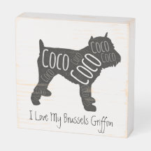 Placa de Madeira para Brussels Griffon - Nome Pers