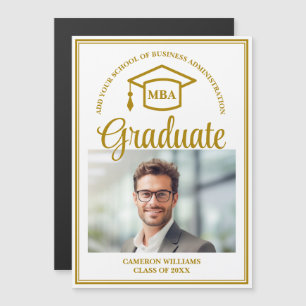 Placa de Magnet de Foto para Graduação MBA Dourada