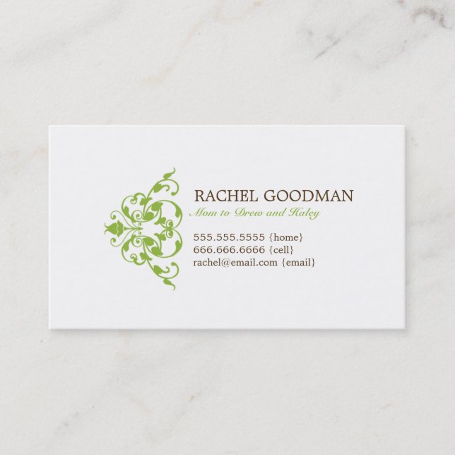 Placa de Mamãe Floral Moderna / Cartão de Chamada  (Frente)