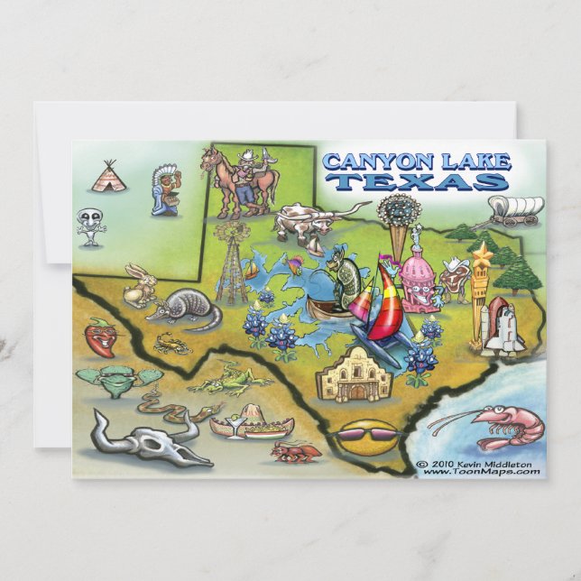 Placa de Mapa do Canyon Lake TEXAS (Frente)