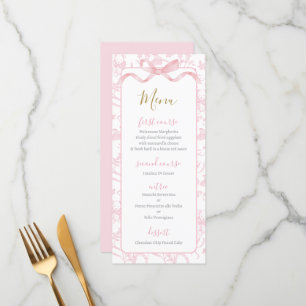 Placa de menu Chá de fraldas Toile de jouy Pink Gi