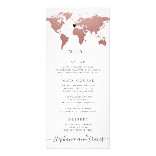Placa de Menu Coração Removível do Mapa Mundial do