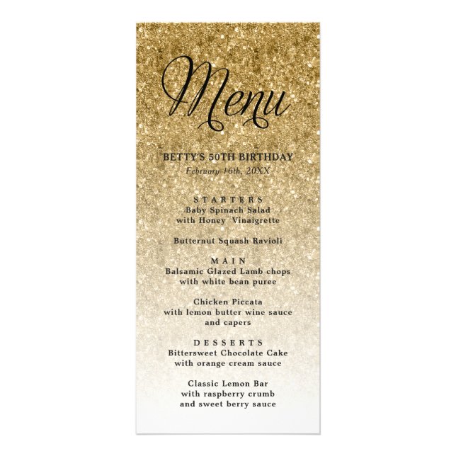 Placa de menu de altura da brilhante Dourada (Frente)
