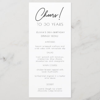 Placa de menu de Festa de aniversário Dourada Wate