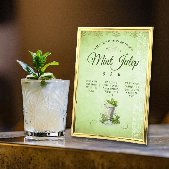 Placa de Menu de Receita de Bar Cart de Mint Julep (Criador carregado)