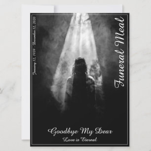 Placa de menu de refeição funerária na luz
