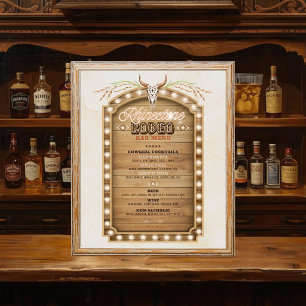 Placa de Menu do Bar Rhinestone Rodeo Vaqueira Oci
