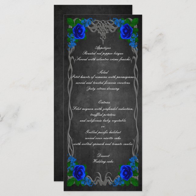 Placa de menu do Casamento outono do giz Rosa azul (Frente/Verso)