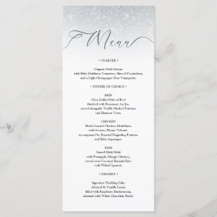 Placa de menu do Casamento tema damasco branco pra