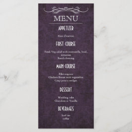 Placa de menu do Casamento vintage roxo chique