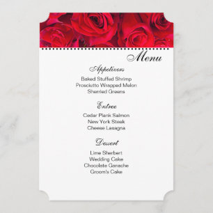 Placa de Menu do Rosa vermelha