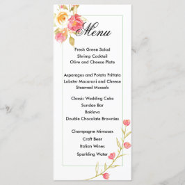 Placa de Menu Flor de Aquarela